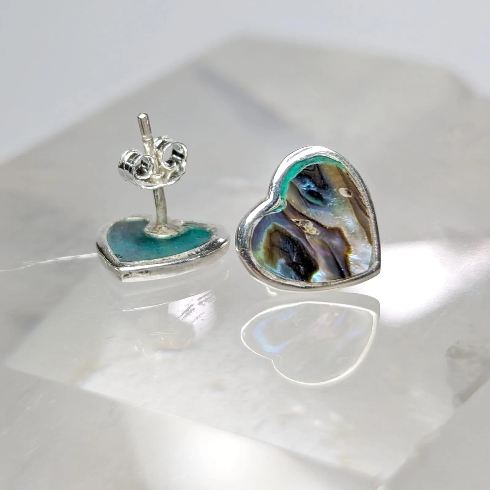 Aretes Corazón Concha Paua 1 cm