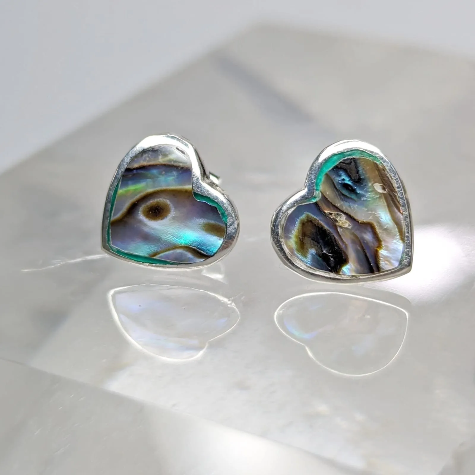 Aretes Corazón Concha Paua 1 cm