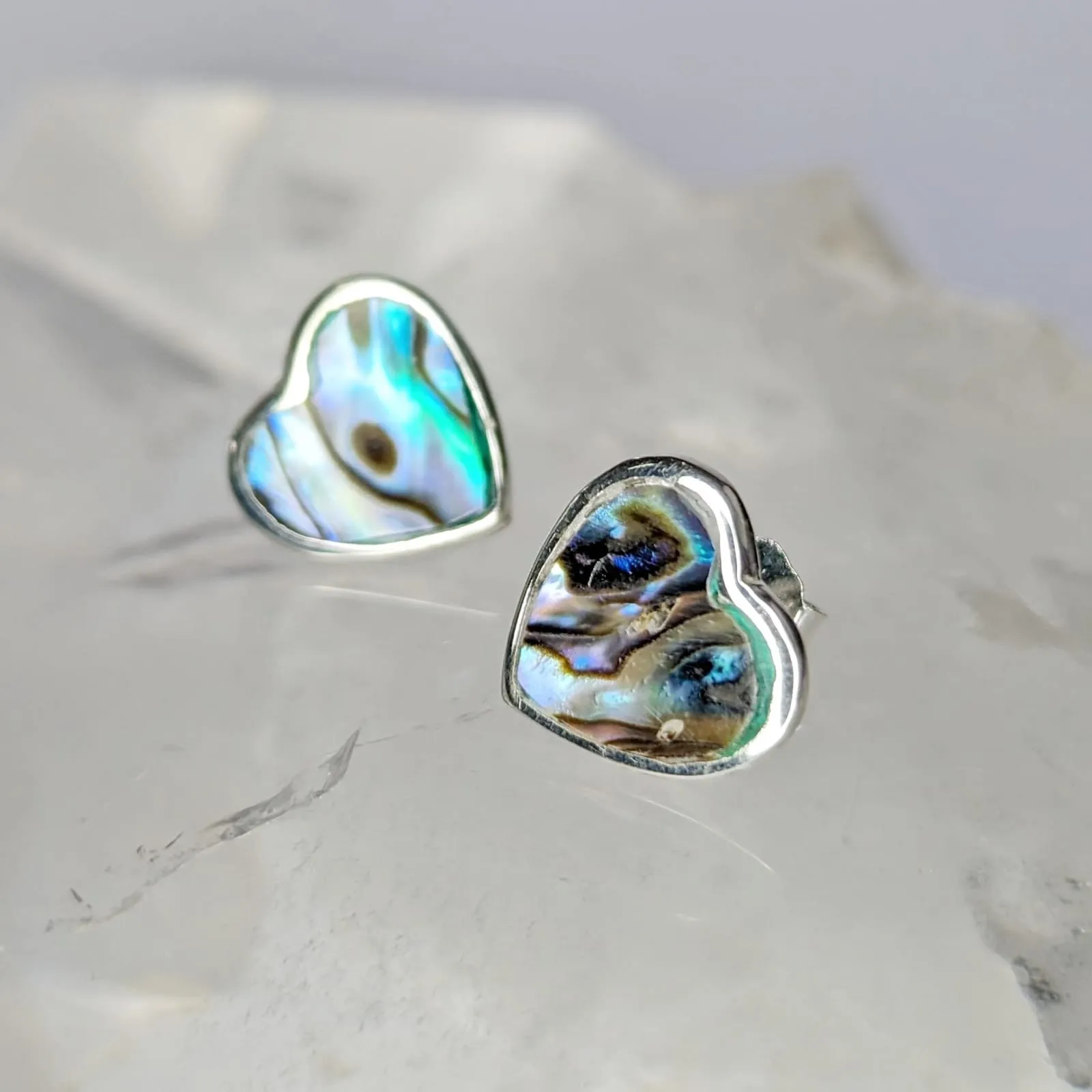 Aretes Corazón Concha Paua 1 cm