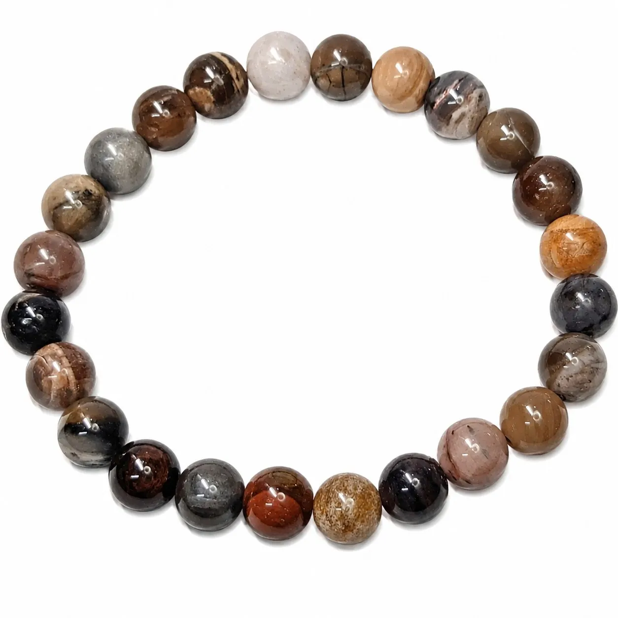 Pulsera Elástica de Madera Petrificada 8 mm